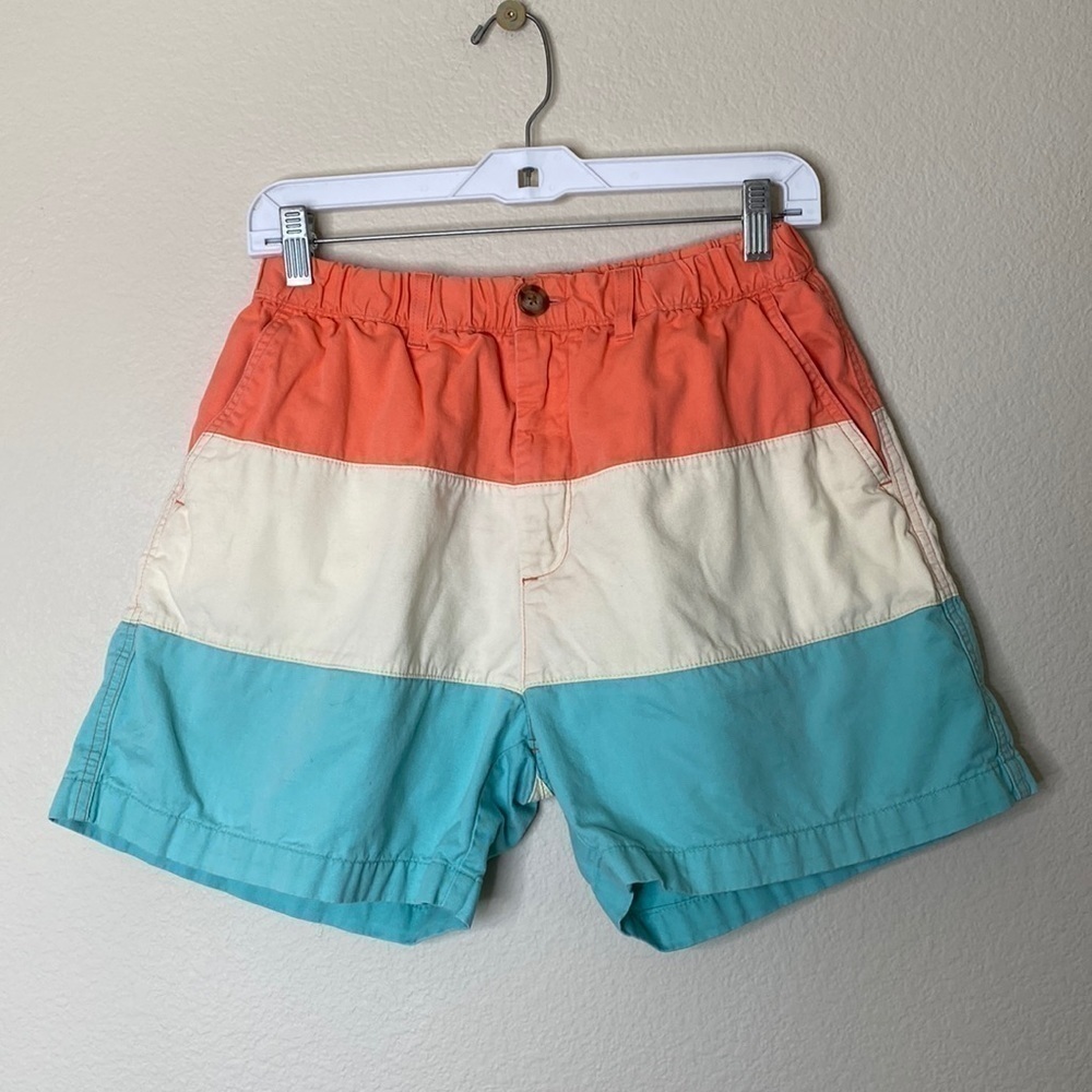 Chubbies shorts women’s medium pockets coral ivory green VGUC